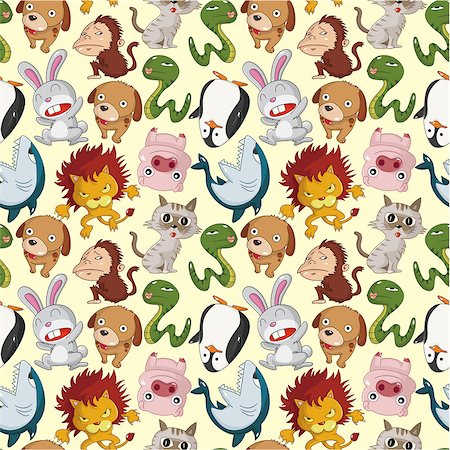 cartoon animal seamless pattern Photographie de stock - Aubaine LD & Abonnement, Code: 400-04413551