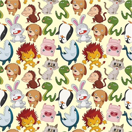 cartoon animal seamless pattern Stock Photo - Budget Royalty-Free & Subscription, Code: 400-04413551