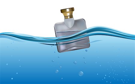 vector perfume bottle in fresh blue water, gradient mesh used Photographie de stock - Aubaine LD & Abonnement, Code: 400-04413985