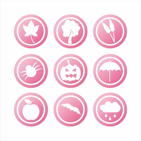 set of 9 pink autumn signs Stock Photo - Budget Royalty-Free & Subscription, Code: 400-04424017