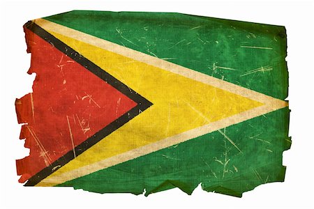 simsearch:400-04899420,k - Guyana Flag old, isolated on white background. Stockbilder - Microstock & Abonnement, Bildnummer: 400-04424081