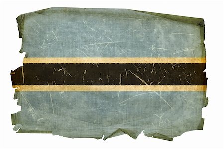 Botswana Flag old, isolated on white background. Stock Photo - Budget Royalty-Free & Subscription, Code: 400-04424082