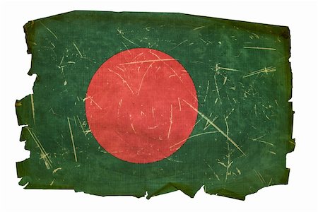 simsearch:400-04424081,k - Bangladesh Flag old, isolated on white background. Stock Photo - Budget Royalty-Free & Subscription, Code: 400-04424083