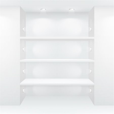 Gallery Interior with empty shelves. Vector illustration. Stock Photo - Budget Royalty-Free & Subscription, Code: 400-04424124