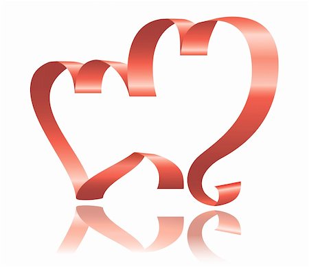 simsearch:400-03986920,k - Two red ribbon hearts on a white background, can used as a frame. Also available as a vector in Adobe Illustrator EPS format, compressed in a zip file. The vector version can be scaled to any size without loss of quality. Stock Photo - Budget Royalty-Free & Subscription, Code: 400-04424140