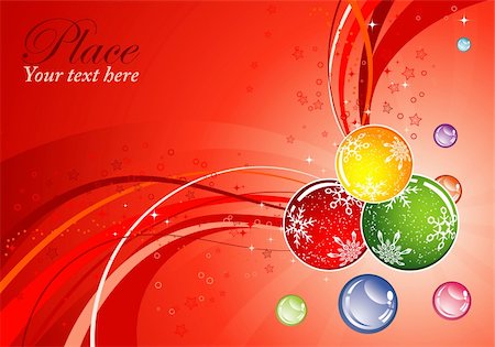 red christmas invitation - Christmas background with sphere and wave pattern, element for design, vector illustration Stock Photo - Budget Royalty-Free & Subscription, Code: 400-04424206