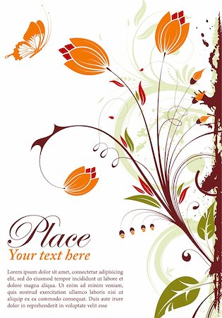 simsearch:400-04680785,k - Grunge floral frame with butterfly, element for design, vector illustration Stock Photo - Budget Royalty-Free & Subscription, Code: 400-04424203