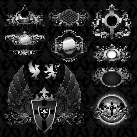 medieval heraldry shields, this illustration may be useful as designer work Stock Photo - Budget Royalty-Free & Subscription, Code: 400-04424360