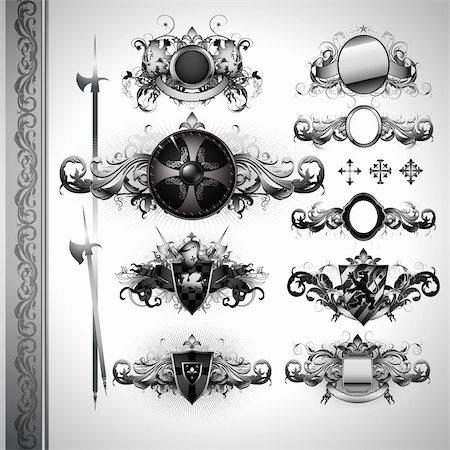 medieval heraldry shields, this illustration may be useful as designer work Stock Photo - Budget Royalty-Free & Subscription, Code: 400-04424362