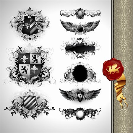 medieval heraldry shields, this illustration may be useful as designer work Stock Photo - Budget Royalty-Free & Subscription, Code: 400-04424363