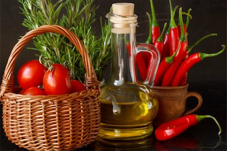 Fresh vegetables and olive oil. Stock Photo - Budget Royalty-Free & Subscription, Code: 400-04424427