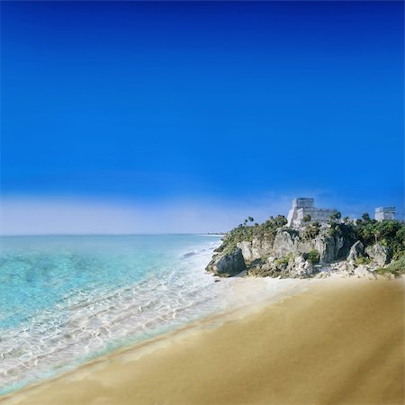 seaside ruin - Tulum Beach in Mexico Stock Photo - Budget Royalty-Free & Subscription, Code: 400-04424454