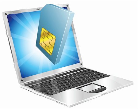 sim card - Phone SIM card icon coming out of laptop screen concept Stock Photo - Budget Royalty-Free & Subscription, Code: 400-04424477
