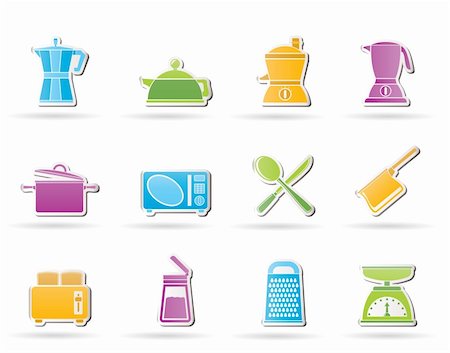 food equipment icon - kitchen and household equipment icon - vector icon set Stock Photo - Budget Royalty-Free & Subscription, Code: 400-04424472