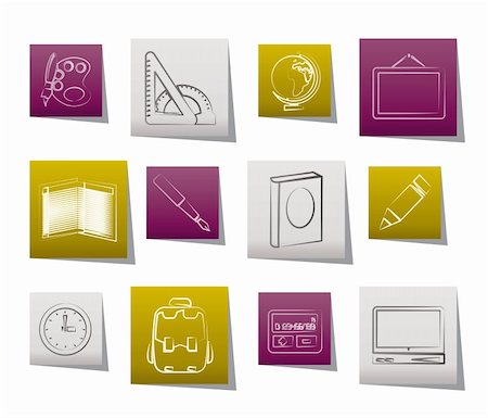 simsearch:400-04109169,k - School and education icons - vector icon set Foto de stock - Royalty-Free Super Valor e Assinatura, Número: 400-04424473