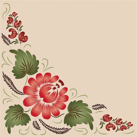 deco tree vector - Red flowers on a beige background - in the style of hand-painted. Basic elements are grouped. File contains gradients. Stock Photo - Budget Royalty-Free & Subscription, Code: 400-04424588