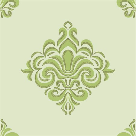 damask vector - seamless pattern - patterns on a green background Stock Photo - Budget Royalty-Free & Subscription, Code: 400-04424591