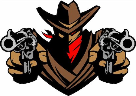 Graphic Mascot Image of a Cowboy Shooting Pistols Foto de stock - Super Valor sin royalties y Suscripción, Código: 400-04424764