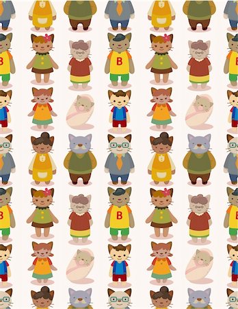simsearch:400-05381348,k - cartoon cat family seamless pattern Stock Photo - Budget Royalty-Free & Subscription, Code: 400-04424802