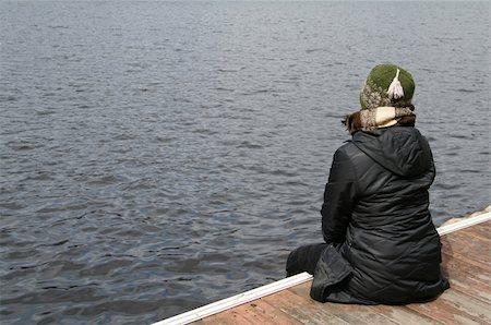 Lonely Woman Overlooking Water Stock Photo - Budget Royalty-Free & Subscription, Code: 400-04425423
