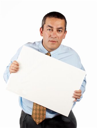 simsearch:695-05778940,k - Business man holding the blank poster Fotografie stock - Microstock e Abbonamento, Codice: 400-04425483