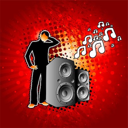 Modern design illustration with speakers blowing out tunes!!! Stock Photo - Budget Royalty-Free & Subscription, Code: 400-04425815