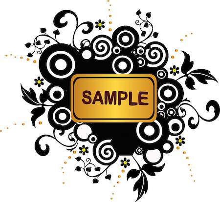 simsearch:400-04284777,k - Grunge banner with circles and floral elements - vector Photographie de stock - Aubaine LD & Abonnement, Code: 400-04426919