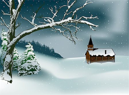 snow covered cottage - Christmas theme 02 - High detailed vector illustration. Stock Photo - Budget Royalty-Free & Subscription, Code: 400-04427015