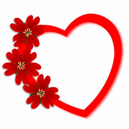 simsearch:400-03974303,k - Valentines Day greeting card with red flowers on heart Photographie de stock - Aubaine LD & Abonnement, Code: 400-04427018