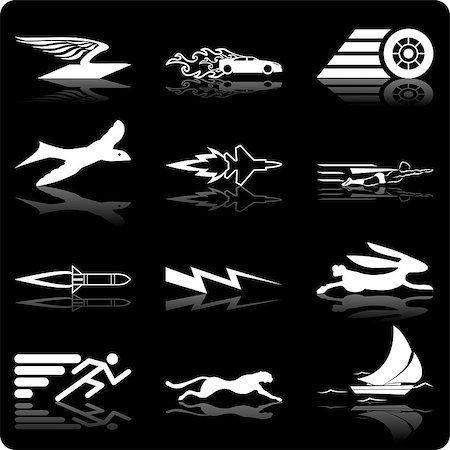 rocket flames - A conceptual icon set relating to speed, being fast, and or efficient. Photographie de stock - Aubaine LD & Abonnement, Code: 400-04427093