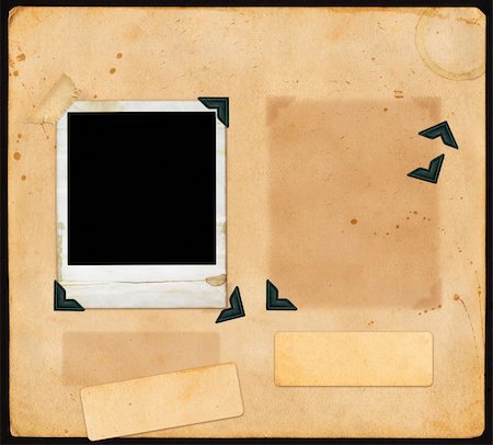 ruban-cache - Old scrapbook page with missing polaroid, and disorganized items. Photographie de stock - Aubaine LD & Abonnement, Code: 400-04427493
