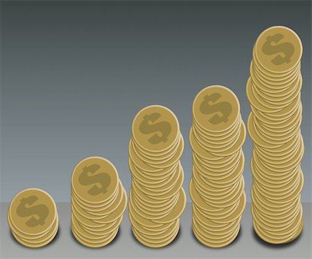 simsearch:400-05920323,k - A selection of gold dollar coins arranged in a graph shape Stock Photo - Budget Royalty-Free & Subscription, Code: 400-04427502