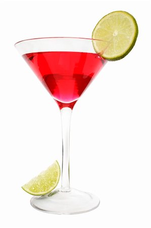 Isolated red cocktail with lime slice garnish and lime wedge Stock Photo - Budget Royalty-Free & Subscription, Code: 400-04427874
