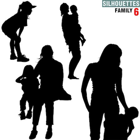 Silhouettes - Family 6 - High detailed black and white illustrations. Stock Photo - Budget Royalty-Free & Subscription, Code: 400-04427912