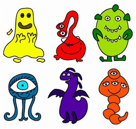 simsearch:400-04202513,k - Illustration of 6 different monsters Stock Photo - Budget Royalty-Free & Subscription, Code: 400-04428074