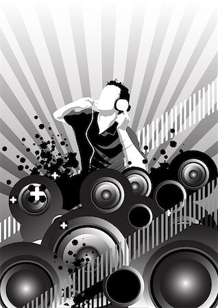 dj crowd - Illustration with music and dance elements Stock Photo - Budget Royalty-Free & Subscription, Code: 400-04428264