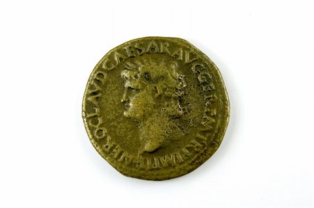 Dupondius,Roman imperial coin of Nero, 13 October 54 - 9 June 68 A.D.  Obverse: Head of Nero lencircled by  NERO CLAVD CAESAR AVG GERM PM TR P IMP PP Stock Photo - Budget Royalty-Free & Subscription, Code: 400-04428611