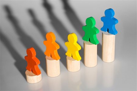 segregation - Business concepts illustrated with colorful wooden people - growth in business. Stock Photo - Budget Royalty-Free & Subscription, Code: 400-04428652