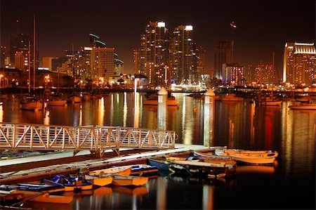 sailing on atlantic ocean - Night time in San Diego, Ca. Skyline, boats. Stock Photo - Budget Royalty-Free & Subscription, Code: 400-04428771