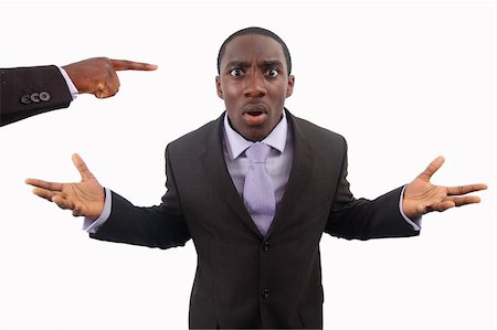 This is an image of a businessman making protesting against accusation. This image can be used to represent "Protest", "Anger" etc.. Fotografie stock - Microstock e Abbonamento, Codice: 400-04428786