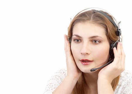 simsearch:400-04785322,k - techsupport girl is talking on the phone using headset Stock Photo - Budget Royalty-Free & Subscription, Code: 400-04428793