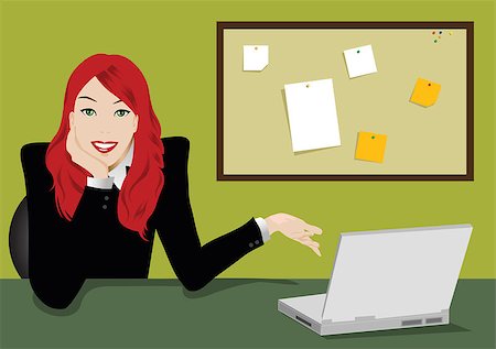 simsearch:400-04651437,k - Illustration of a business woman with laptop and note board Stockbilder - Microstock & Abonnement, Bildnummer: 400-04428883