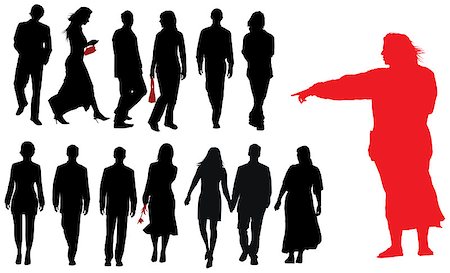 Group of young adults. Vector silhouette Stock Photo - Budget Royalty-Free & Subscription, Code: 400-04428973