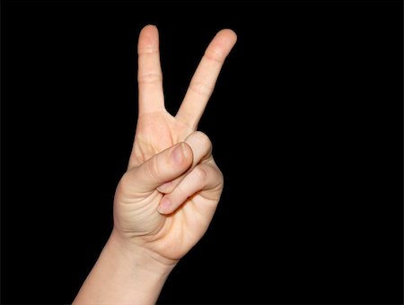 Peace and victory sign isolated on black with clipping-path included, just copy and paste into your work! Stock Photo - Budget Royalty-Free & Subscription, Code: 400-04429243