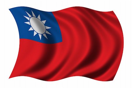 Flag of Taiwan waving in the wind - clipping path included Stock Photo - Budget Royalty-Free & Subscription, Code: 400-04429686