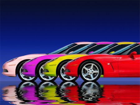 simsearch:400-04000869,k - Different colored sportscars at a race Stockbilder - Microstock & Abonnement, Bildnummer: 400-04429833