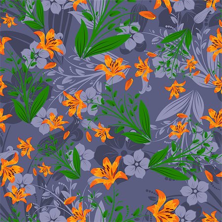 seamless summer backgrounds - Seamless vector floral pattern. For easy making seamless pattern just drag all group into swatches bar, and use it for filling any contours. Stock Photo - Budget Royalty-Free & Subscription, Code: 400-04420290