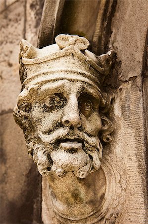 An old weathered statue of King Brian Boru of Ireland as seen on the outside of the Chapel Royal at the Dublin Castle. Stock Photo - Budget Royalty-Free & Subscription, Code: 400-04420424