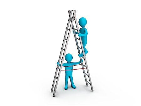 Person climbing a ladder and another keeping it steady Stock Photo - Budget Royalty-Free & Subscription, Code: 400-04420665