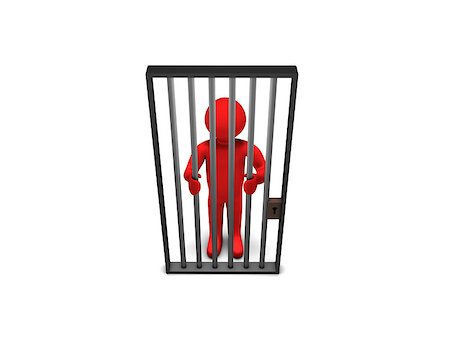 simsearch:400-05131121,k - Red 3d person as a prisoner Stock Photo - Budget Royalty-Free & Subscription, Code: 400-04420677